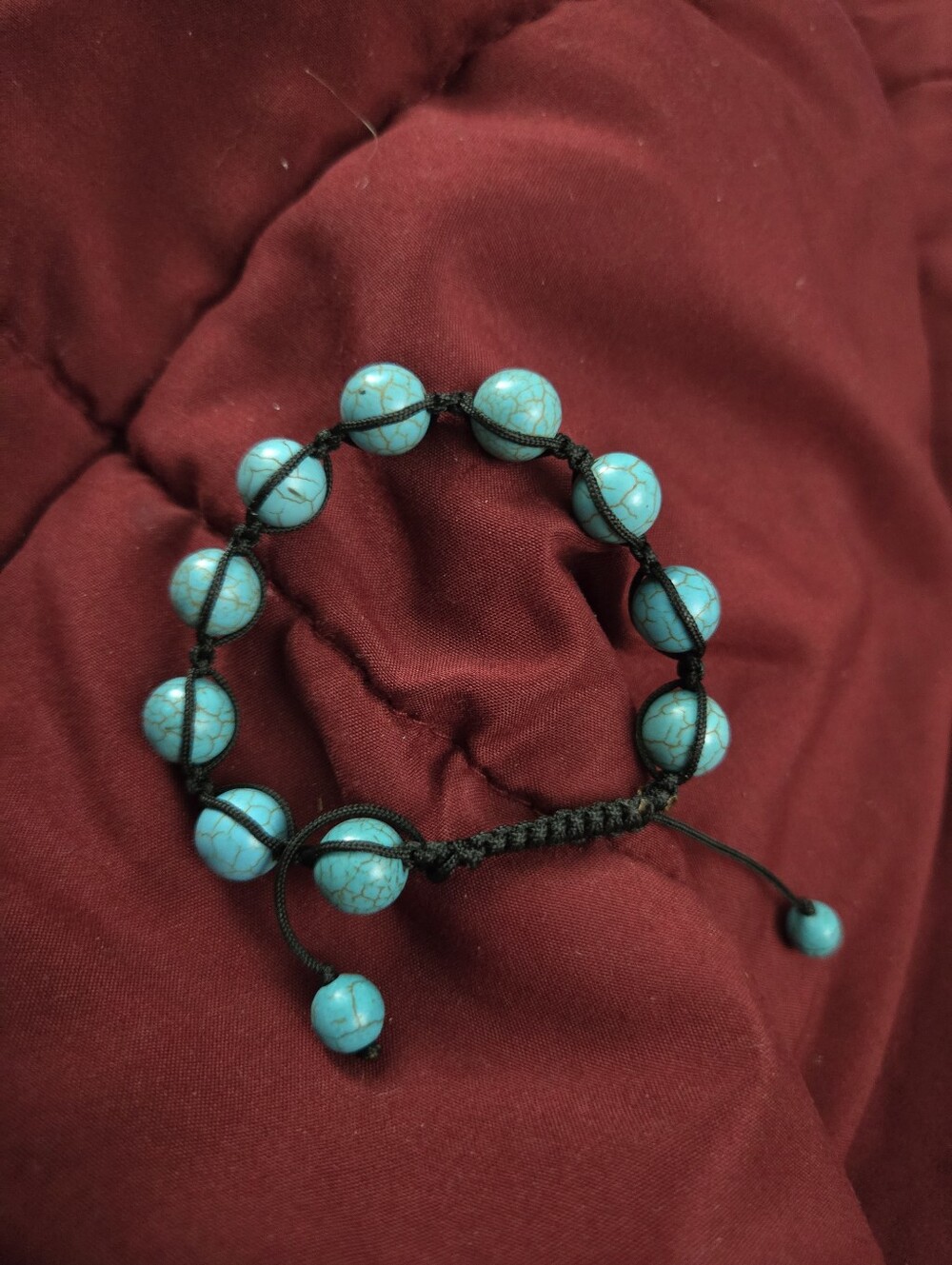 Turquoise Bead Macrame Bracelet - Blue